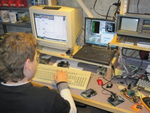 Staff member Brent programming and testing ZF units